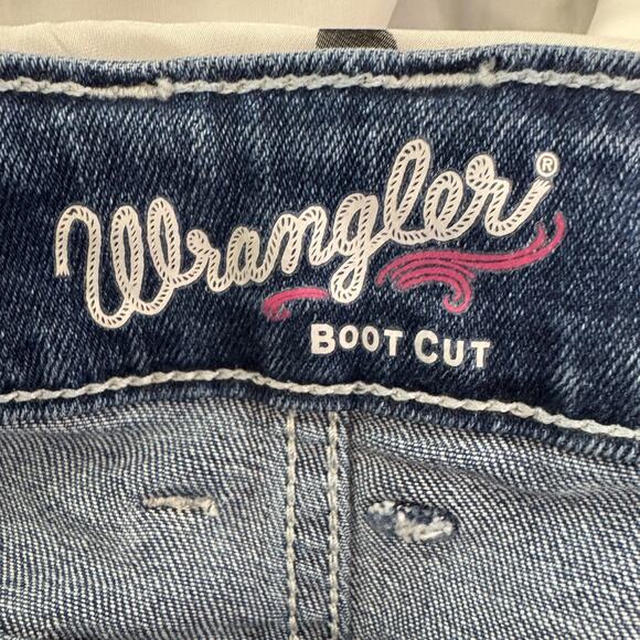 Wrangler Jeans Womens 15x34 Blue Boot Cut Stretch Western Embroidered Pockets - Picture 5 of 12
